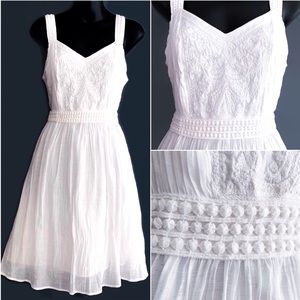 Loft Boho White Embroidered GORGEOUS Dress Sz 6